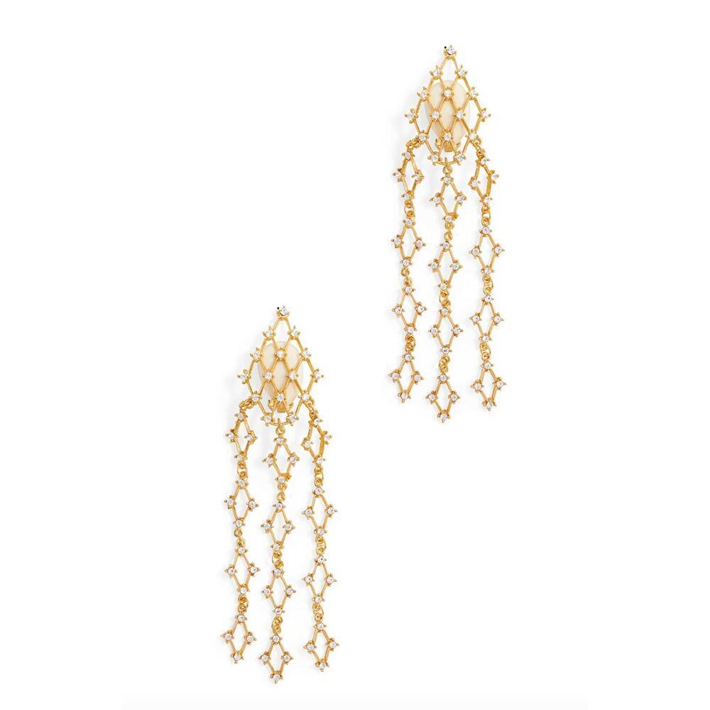 Kenneth Jay Lane Diamond Shape Waterfall Clip Earrings
